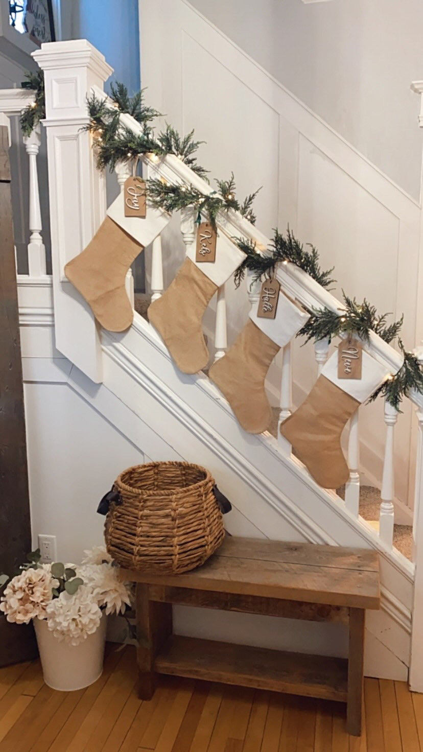 Cursive Stocking Tags
